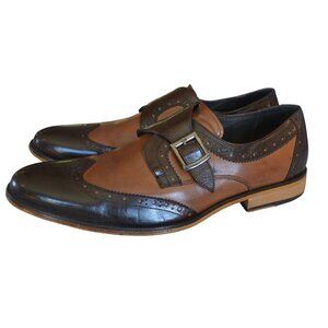 Vintage Stacy Adams 2 Tone Monk Strap Leather Oxfords Men's Size 10.5 Brogue